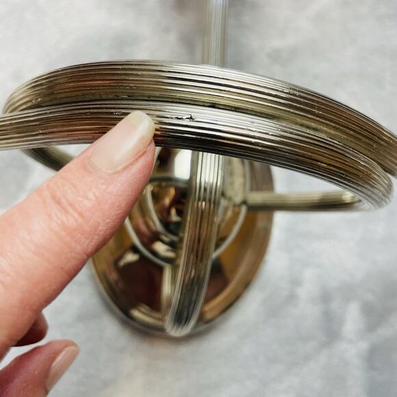 Vintage Bombay Co Candlestick Silver Tone Double Arm Candle Wall Sconce Regency - Picture 6 of 6